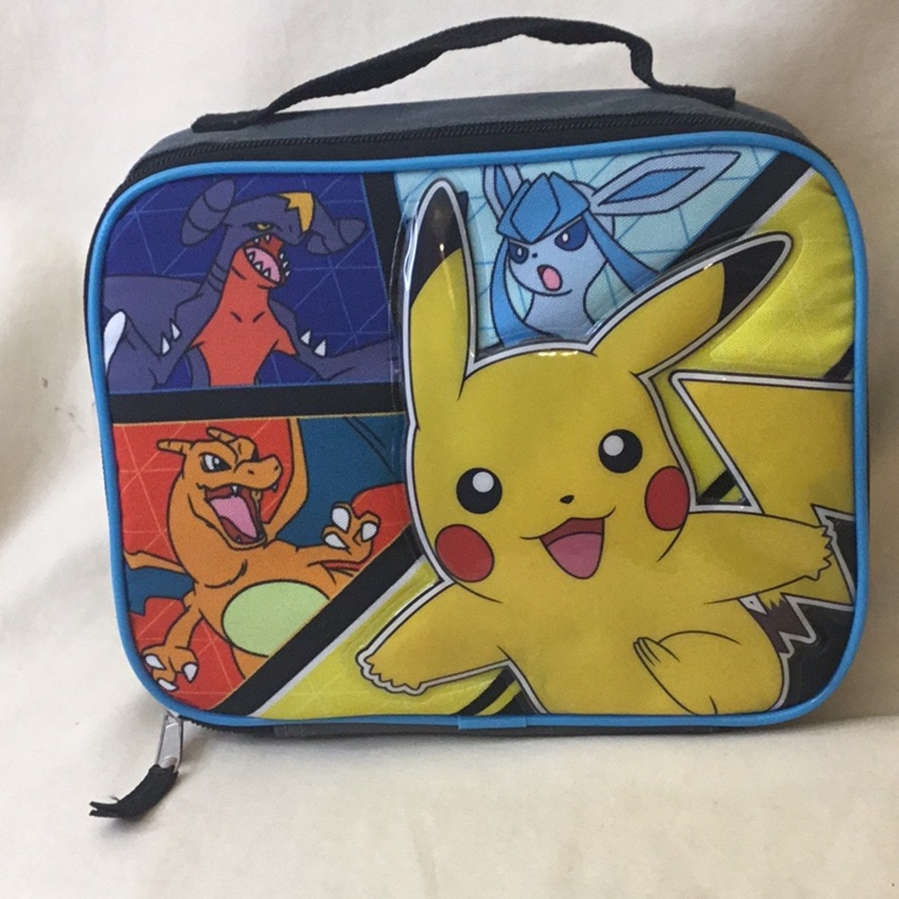 Pokemon Kids Lunch Bag with Pikachu and Friends - Yellow/Blue/Red